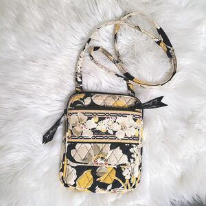 Vera Bradley Dogwood Crossbody Bag Yellow Black White Floral Hipster Cottagecore